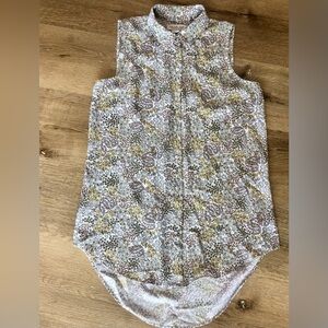 Rachel Zoe Sleeveless Floral Print Women’s Top in White with Olive & Brown